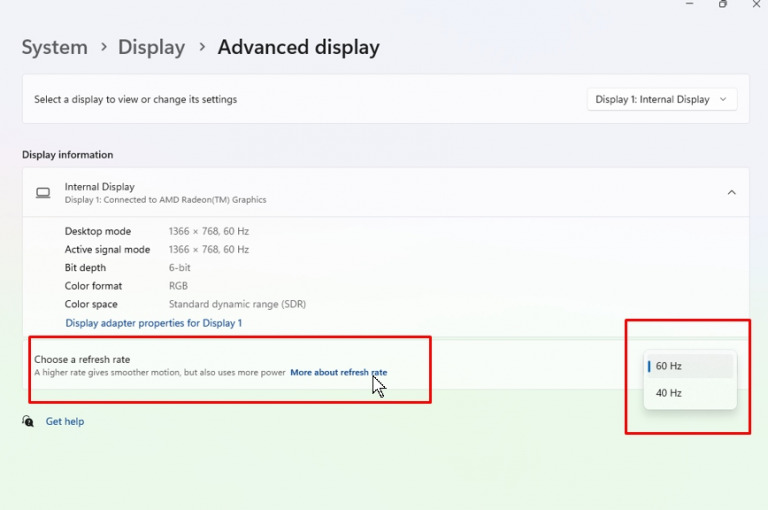 adjust refresh rate for Screen Flickering Issues on Windows